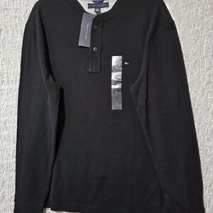 Tommy Hilfiger Men's Black Henley Shirt